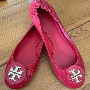 Tory Burch Reva Red Patent Leather Flats